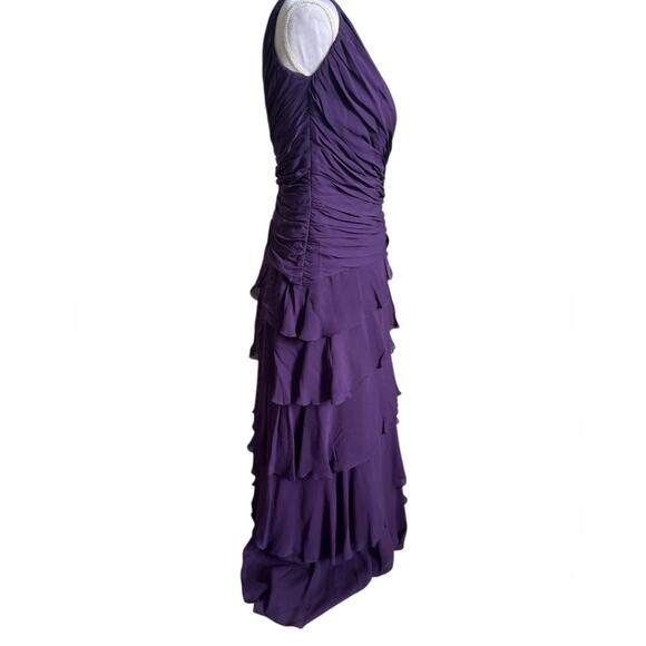 Tadashi Shoji Vintage 90s Silk Chiffon Tiered Ruched Evening Gown Dress - Picture 3 of 7